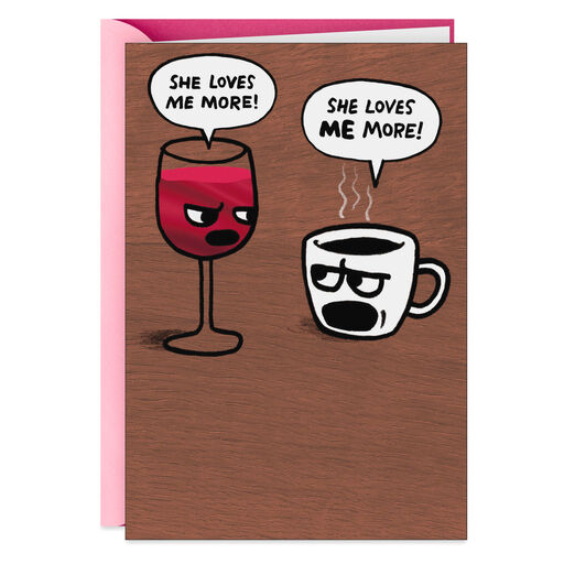 Wine and Coffee Competition Funny Birthday Card for Her, 