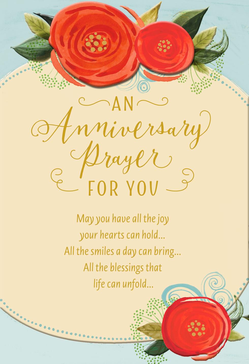Rose Buds and Blessings Religious Anniversary Card