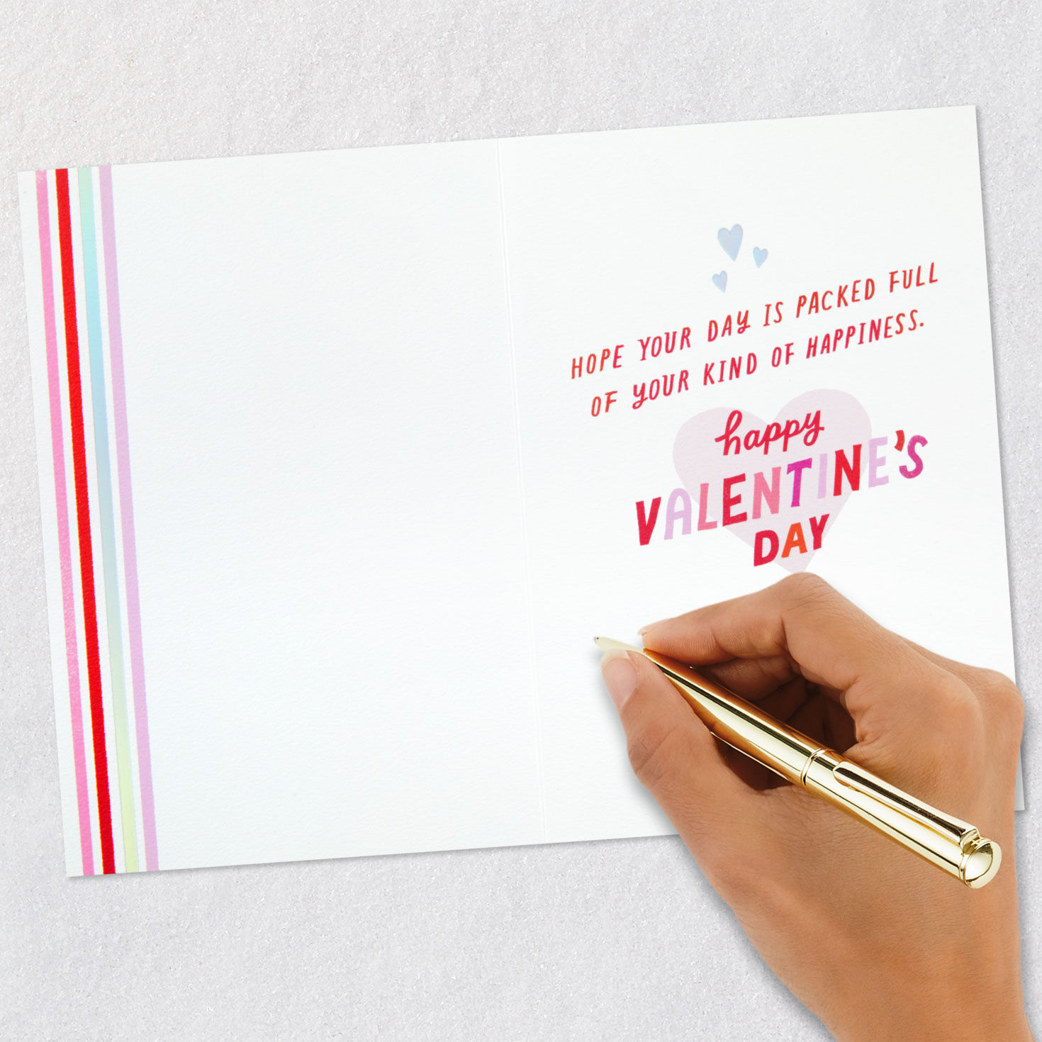 Sparkly Lettering and Hearts Granddaughter Valentine's Card Signing card image number 6