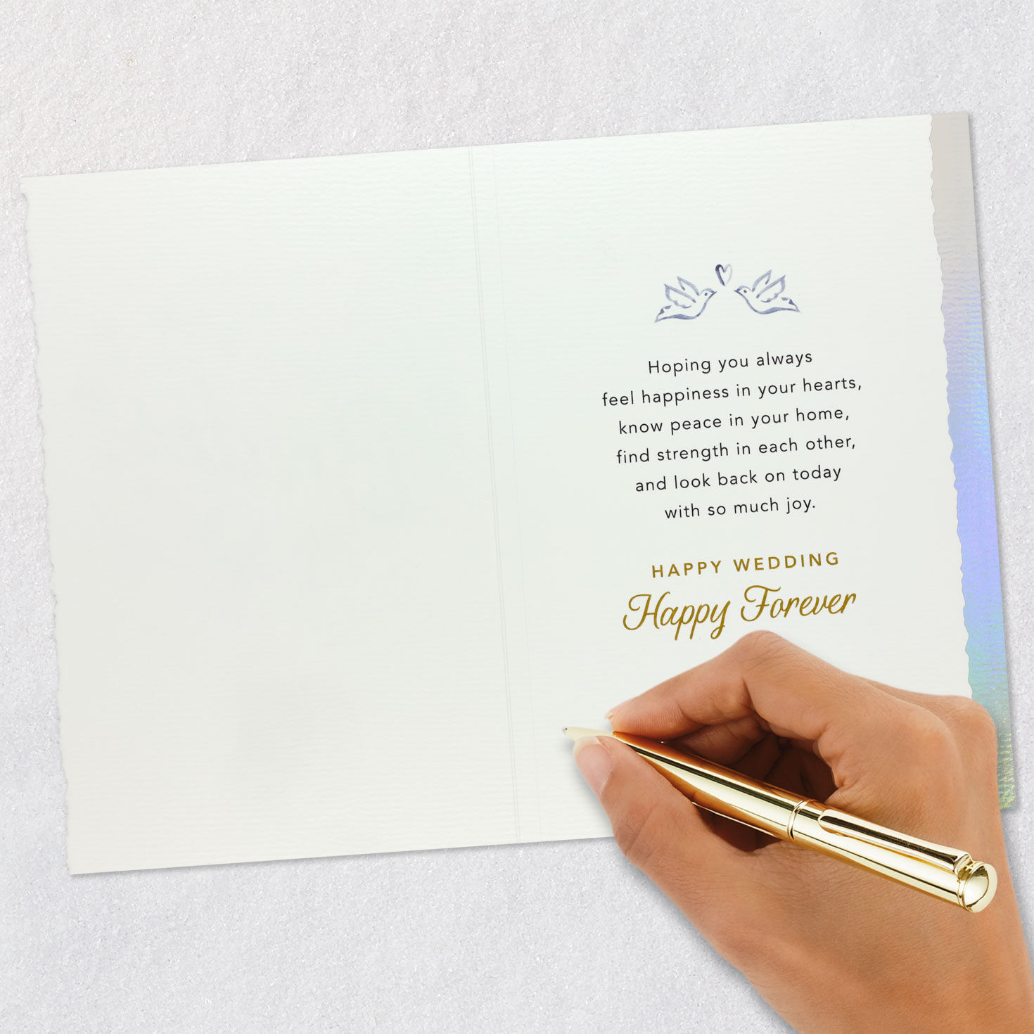 Doves and Floral Heart LGBTQ Wedding Card for Two Brides signing card image number 6