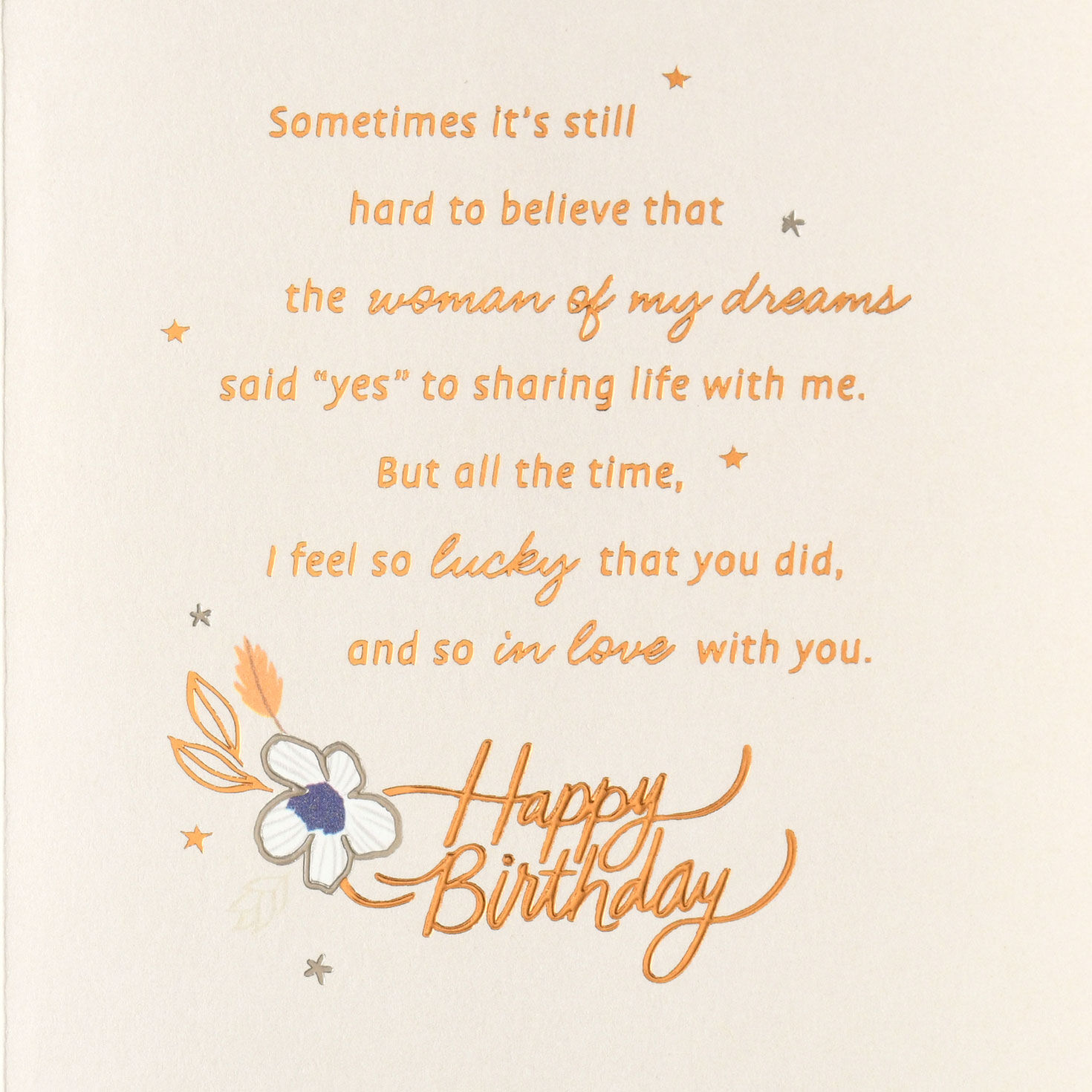 Lucky Horseshoe and Flowers Wife Birthday Card Sentiment image number 3