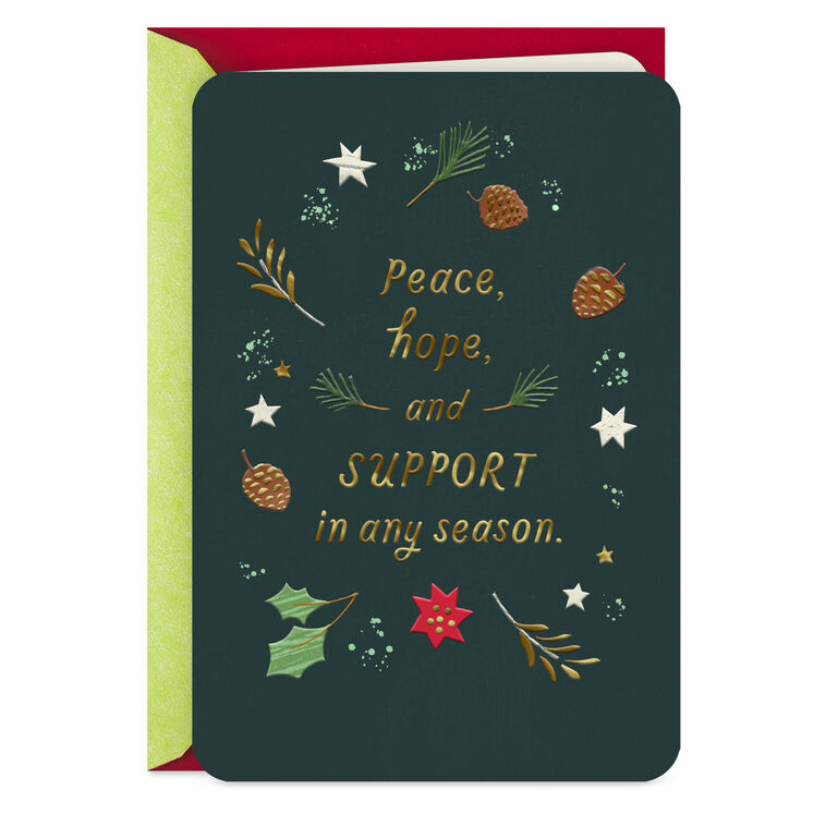 Pine Cones and Stars on Hunter Green Therapist Christmas Card Card Front image number 1