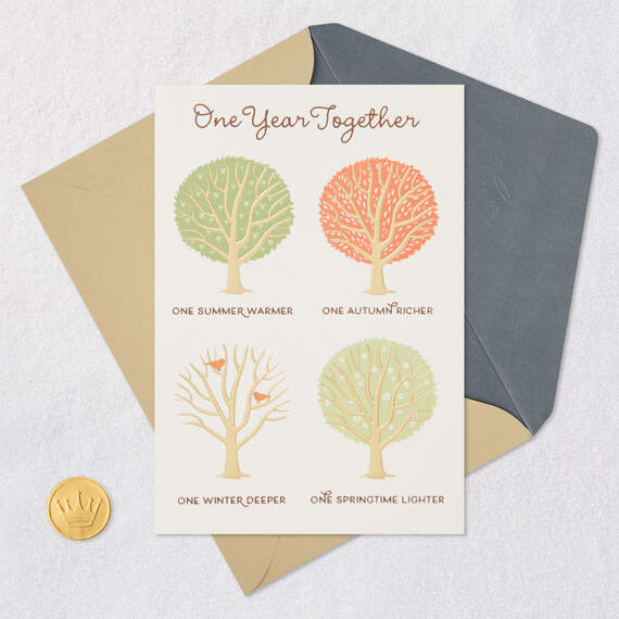 Summer, Autumn, Winter, Spring Trees First Anniversary Card, , large image number 5