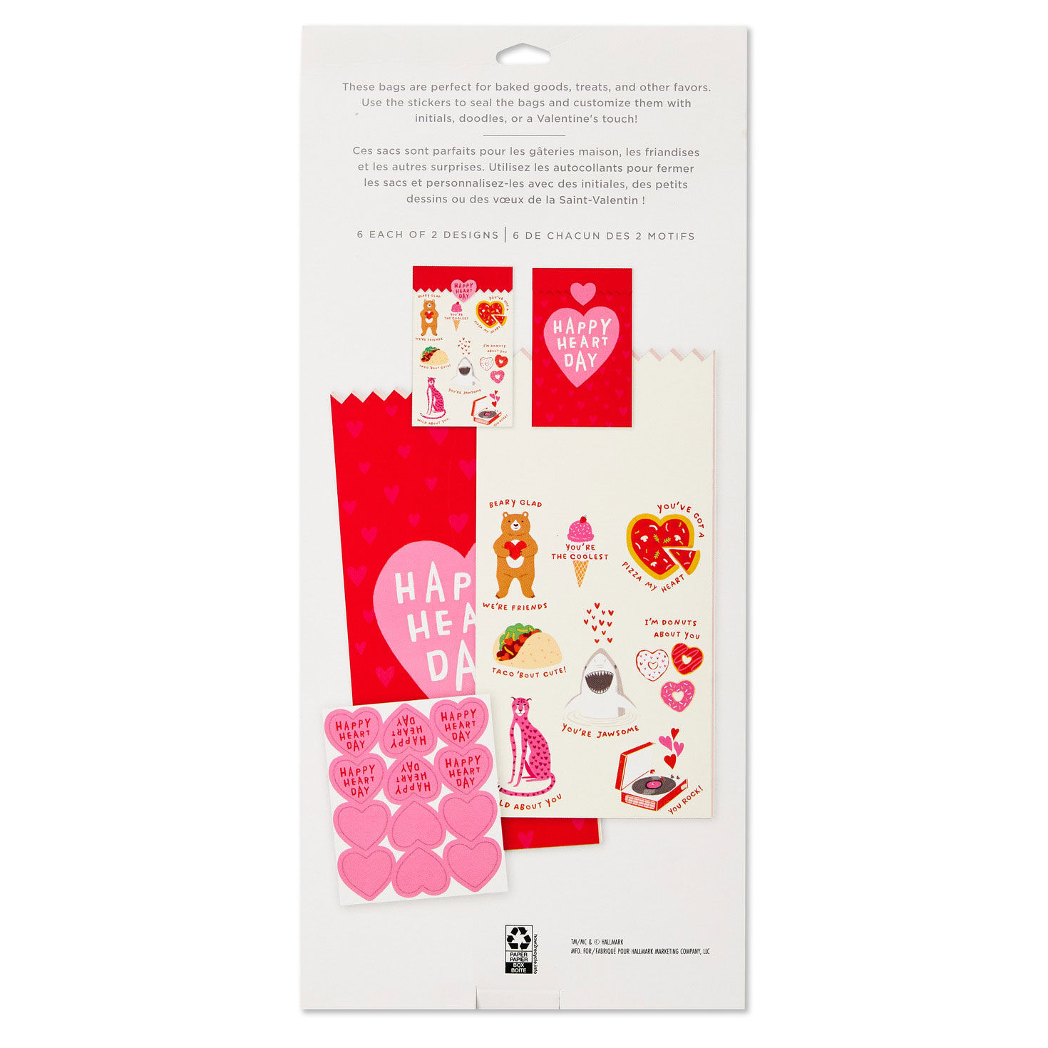 Happy Heart Day Paper Treat Sacks With Stickers package back image number 8