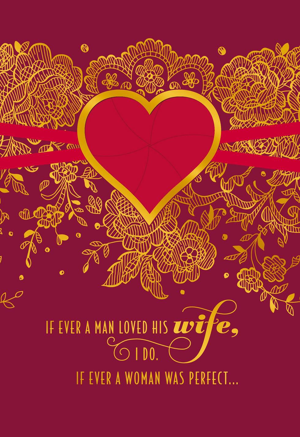 Lace and Gold Foil Valentine's Day Card for Wife