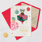 Poinsettia and Holly Ornaments Christmas Card Card Front with Envelope and Gold Seal image number 6