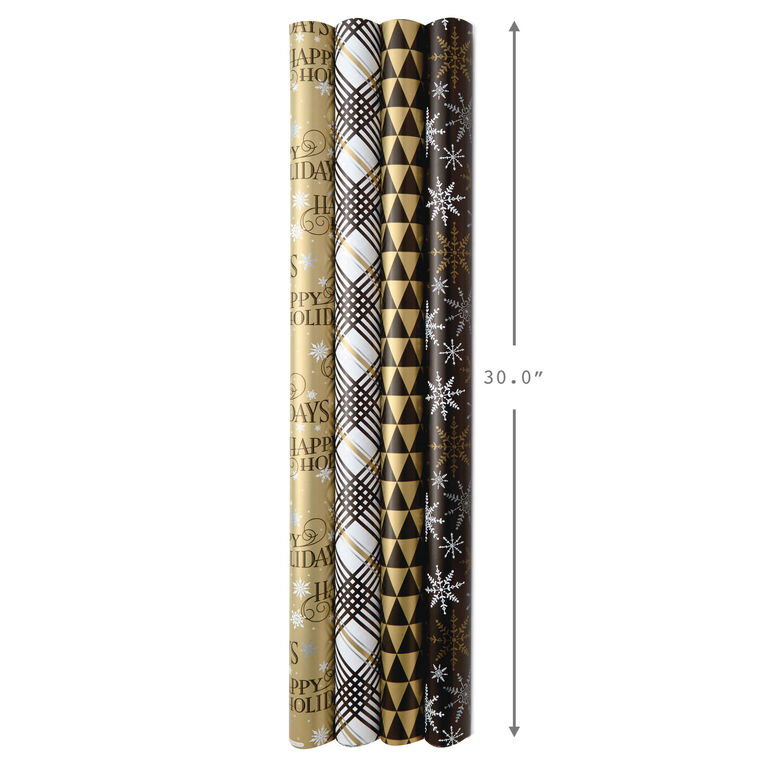 Black and Gold 4-Pack Reversible Holiday Wrapping Paper Assortment, 150 sq. ft., , large image number 7
