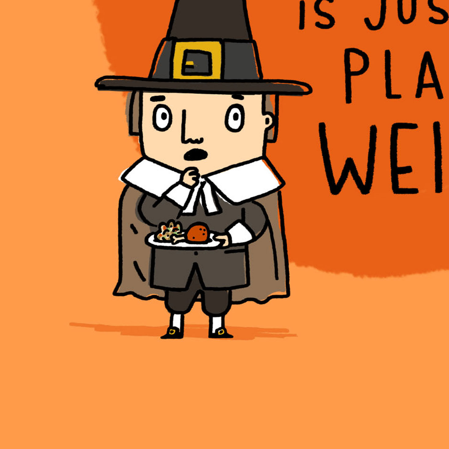 Plain Weird Pilgrim Funny Thanksgiving Card, , large image number 4