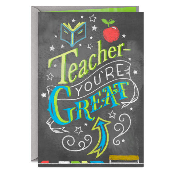 Lettering on Blackboard Thank-You Card for Teacher, , large image number 1
