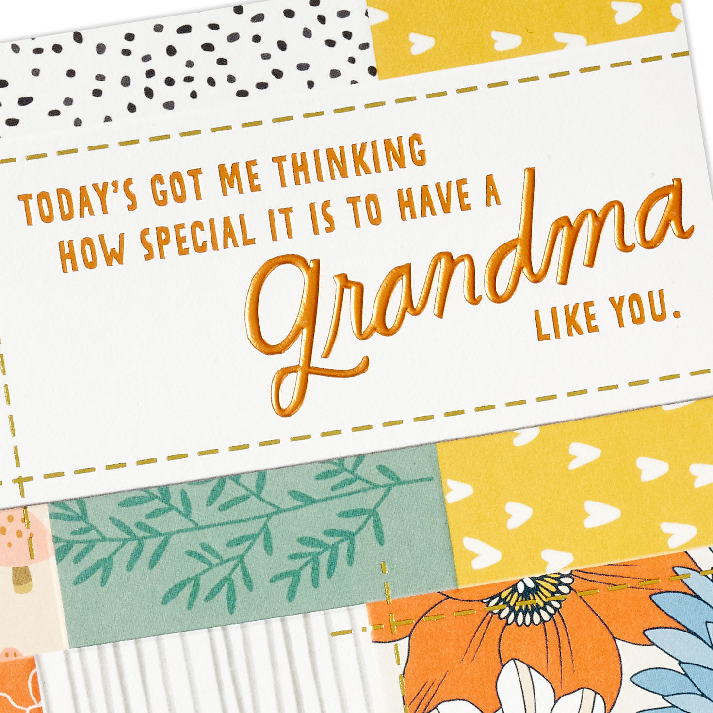 Yellow and Orange Quilt Mother's Day Card for Grandma Card Front Detail image number 5