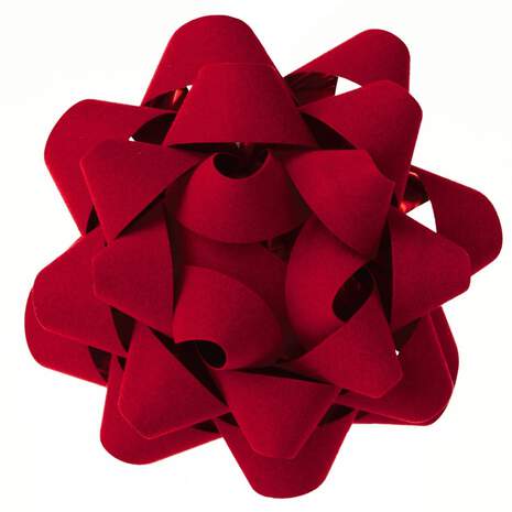 Red Flocked/Red Metallic Gift Bow, 4.6", , large