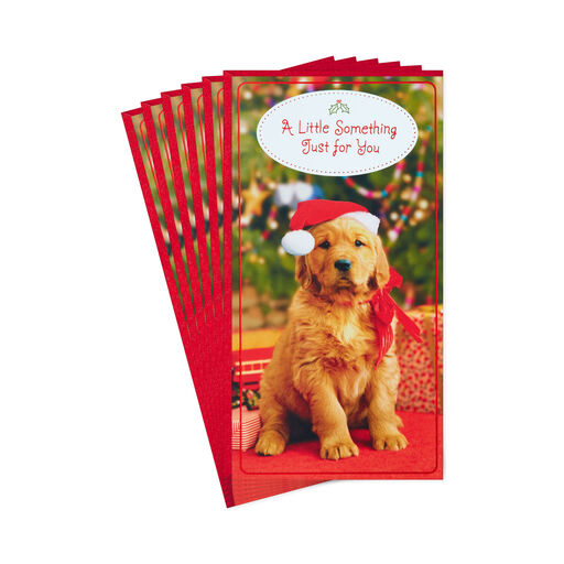 Puppy in Santa Hat Money Holder Christmas Cards, Pack of 6, 