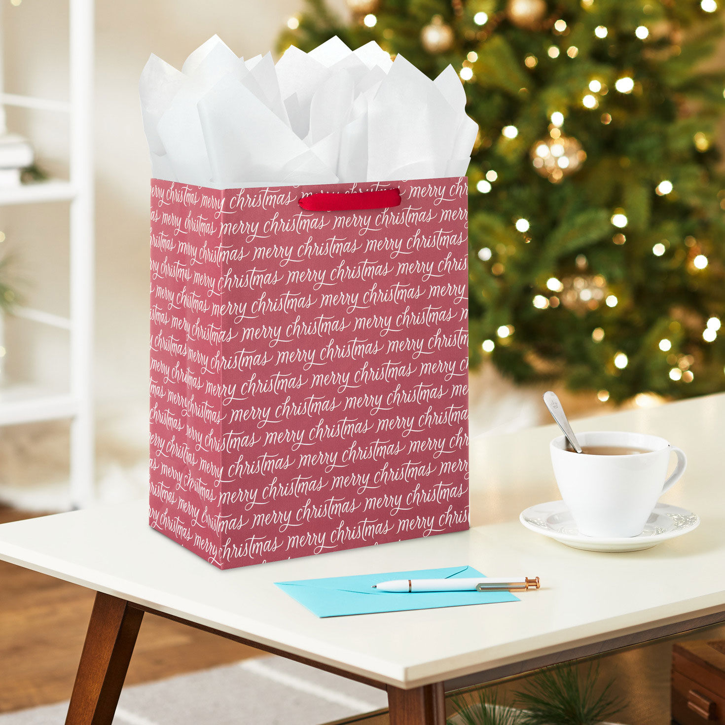 13" Merry Christmas Messages on Burgundy Large Gift Bag for only USD 4.49 | Hallmark