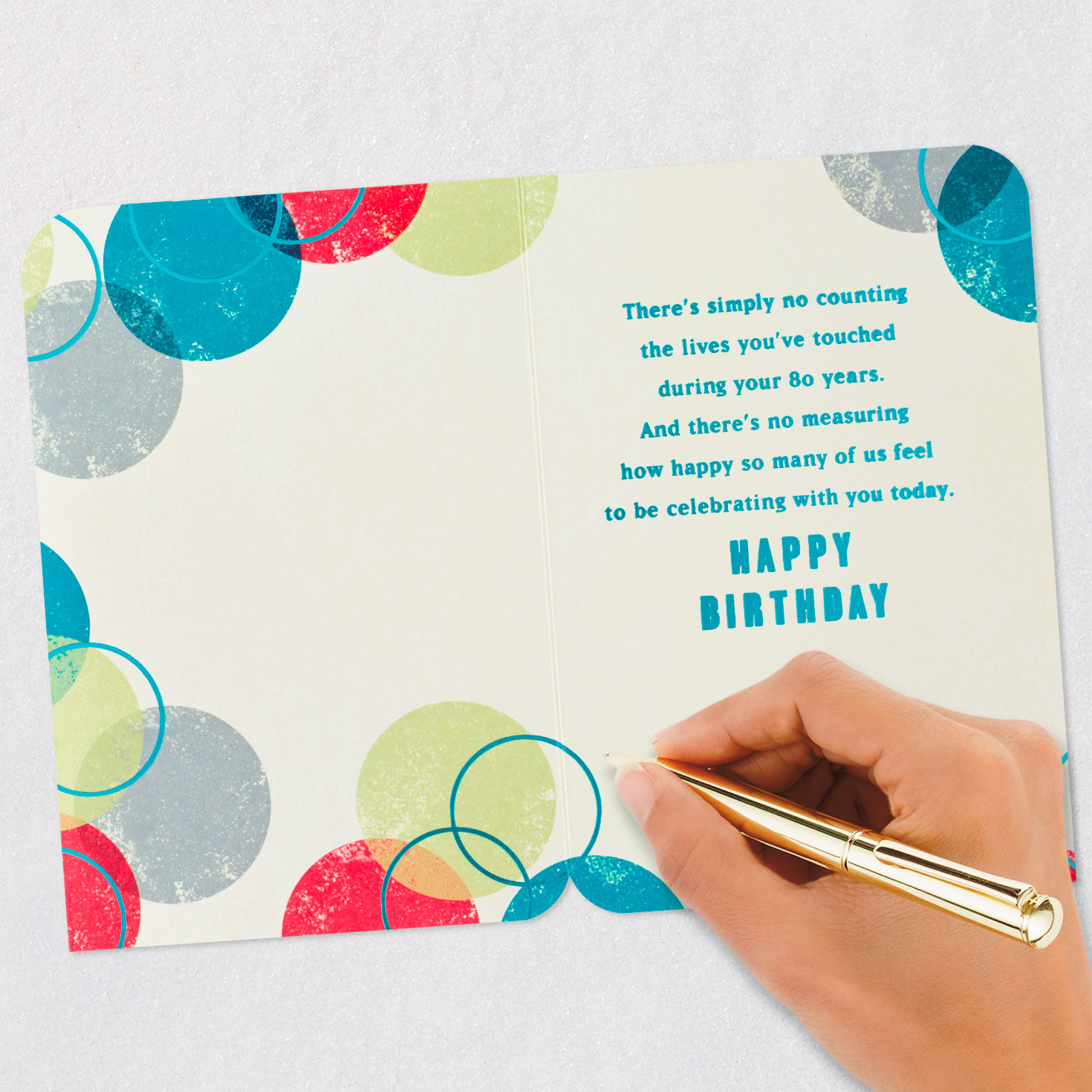 Red and Blue Circles Eighth Birthday Card signing card image number 6