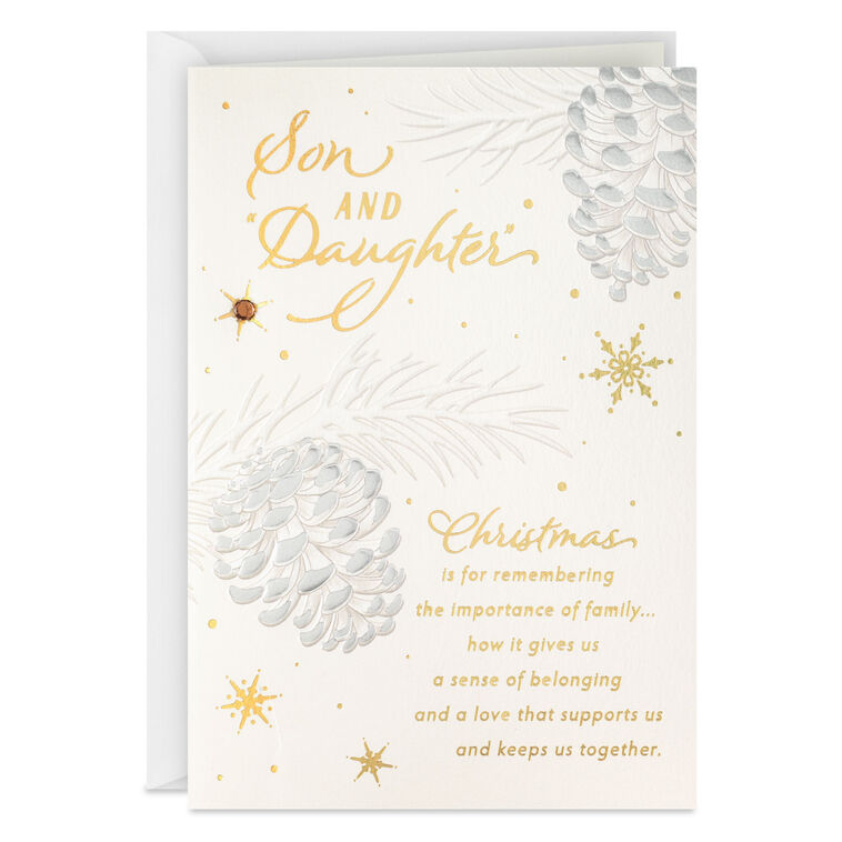 Love Keeps Us Together Christmas Card for Son and Daughter-in-Law