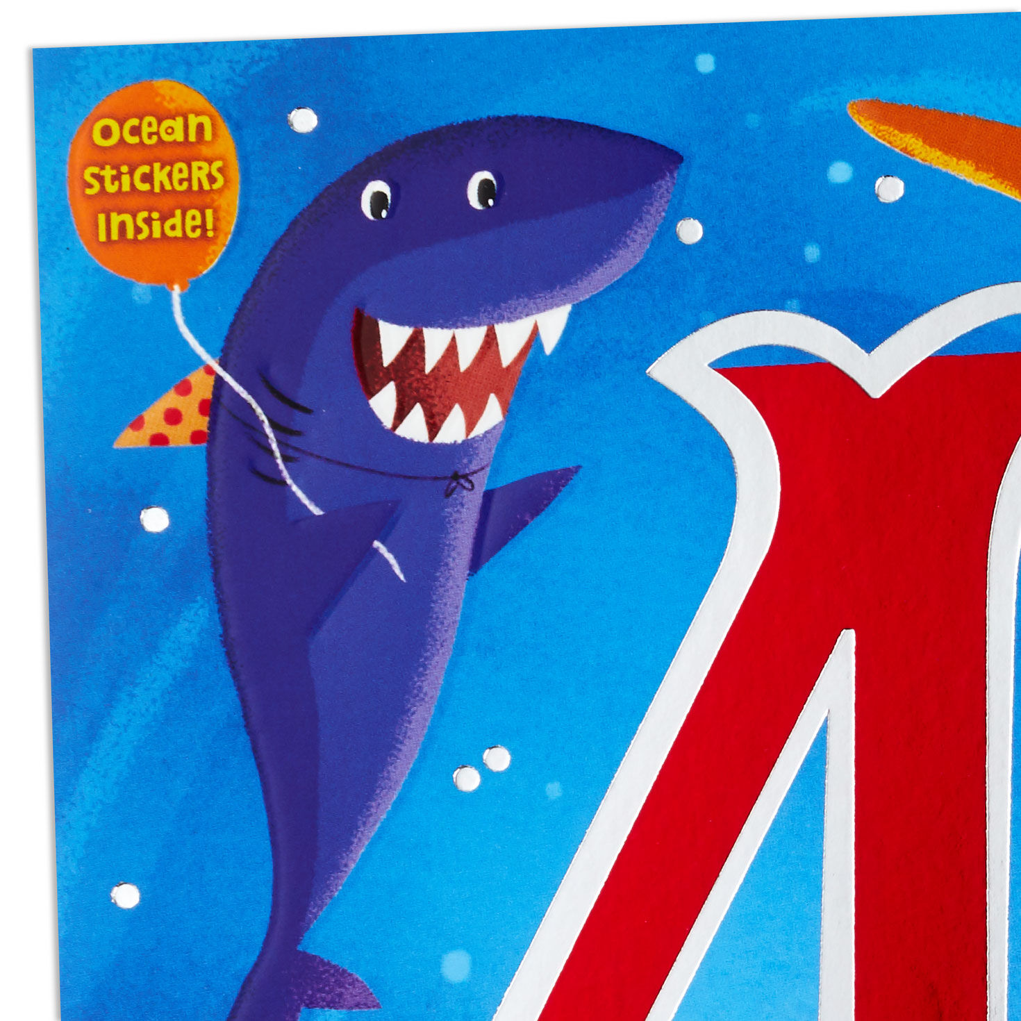 Fin-tastic Four Sharks 4th Birthday Card With Stickers, , large image number 4