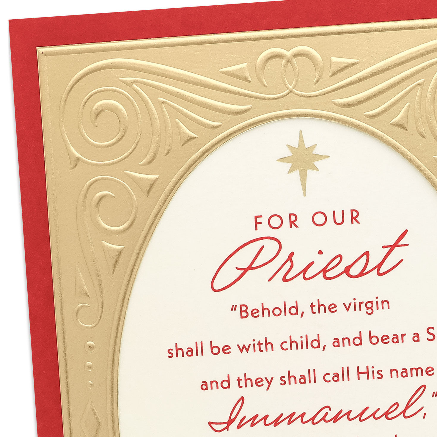 Gold Nativity Religious Christmas Card for Priest Card Front Detail image number 4