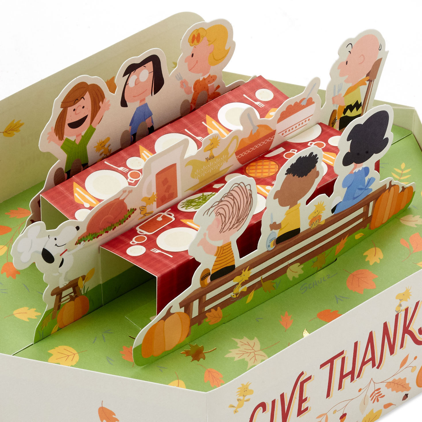 Peanuts Dinner Table 3D Pop-Up Thanksgiving Card pop-up detail image number 4