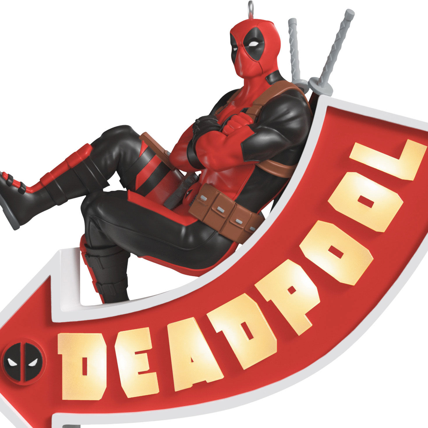 Deadpool on Sign Keepsake Ornament closeup view image number 5