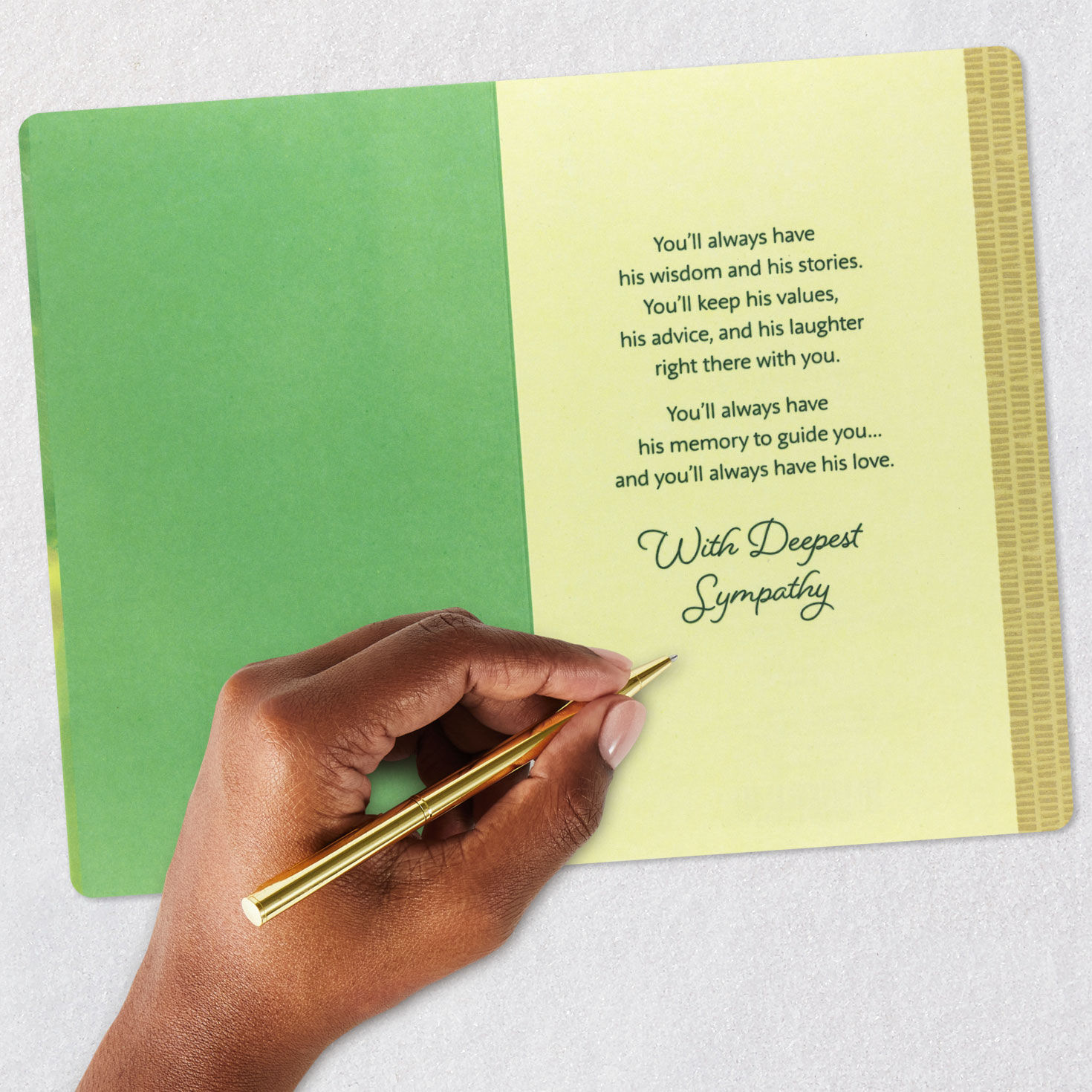 Green Landscape Grandpa Sympathy Card Signing card image number 6