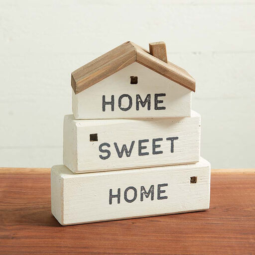 Home Sweet Home Stacking Wood Blocks Quote Sign, 8.5x8", 
