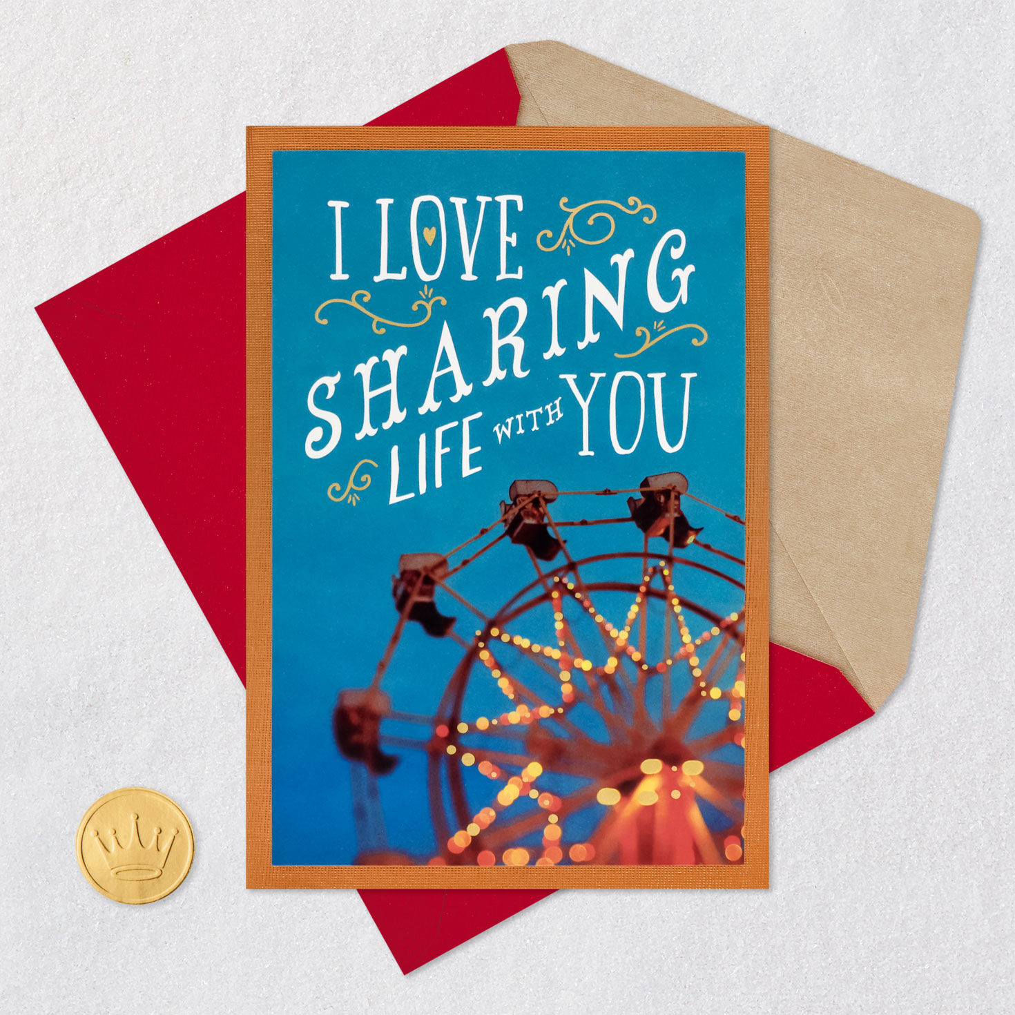 Ferris Wheel Lights Sweetest Day Card Card Front with Envelope and Gold Seal image number 6