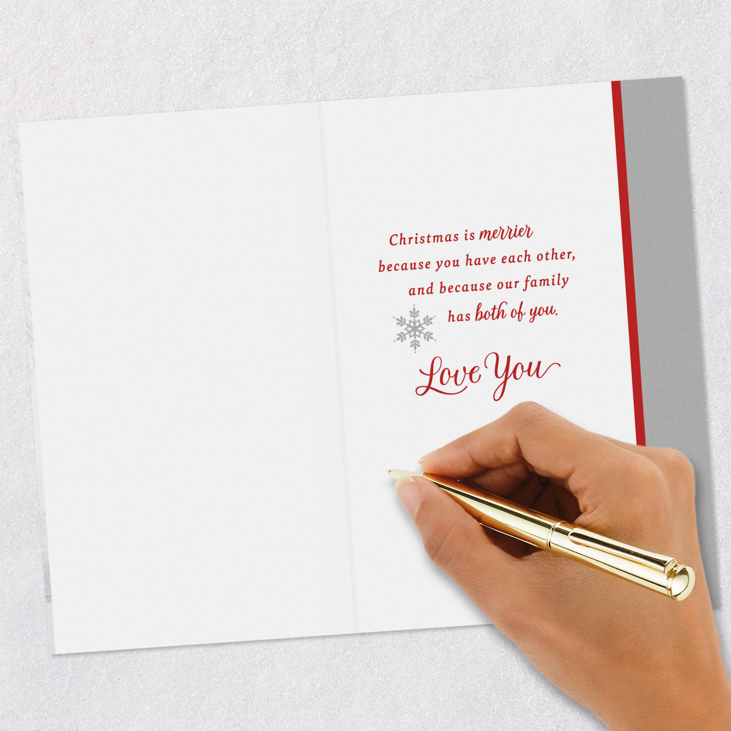 Snowy Couple Christmas Card for Grandson & Wife Signing card image number 6