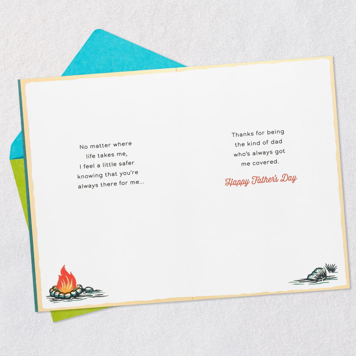 Mountain Campsite Scene Dad Father's Day Card Open card with envelope image number 4