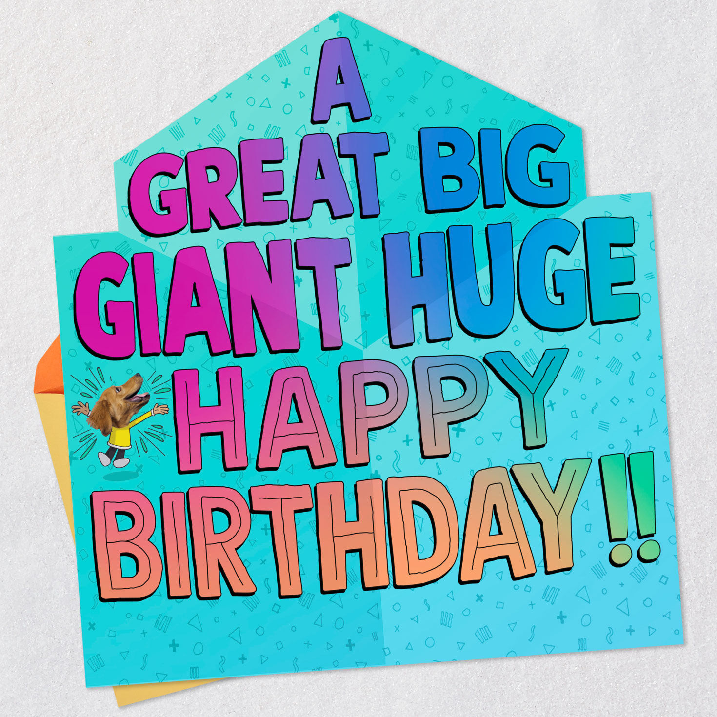 Dog Cartoon on Blue Pop-Up Birthday Card Open card with envelope image number 6