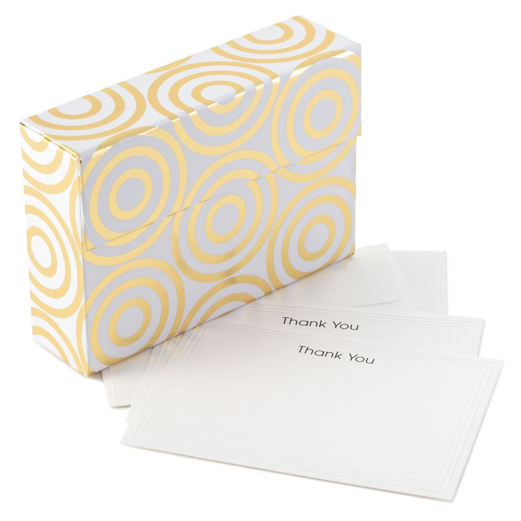 gold design thank you notes caddy pack of 24 note cards hallmark