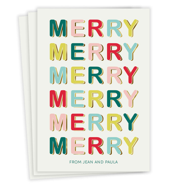 Merry Merry Merry Flat Christmas Photo Card