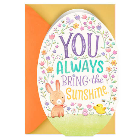 Bring the Sunshine Egg-Shaped Easter Card for Kids, , large