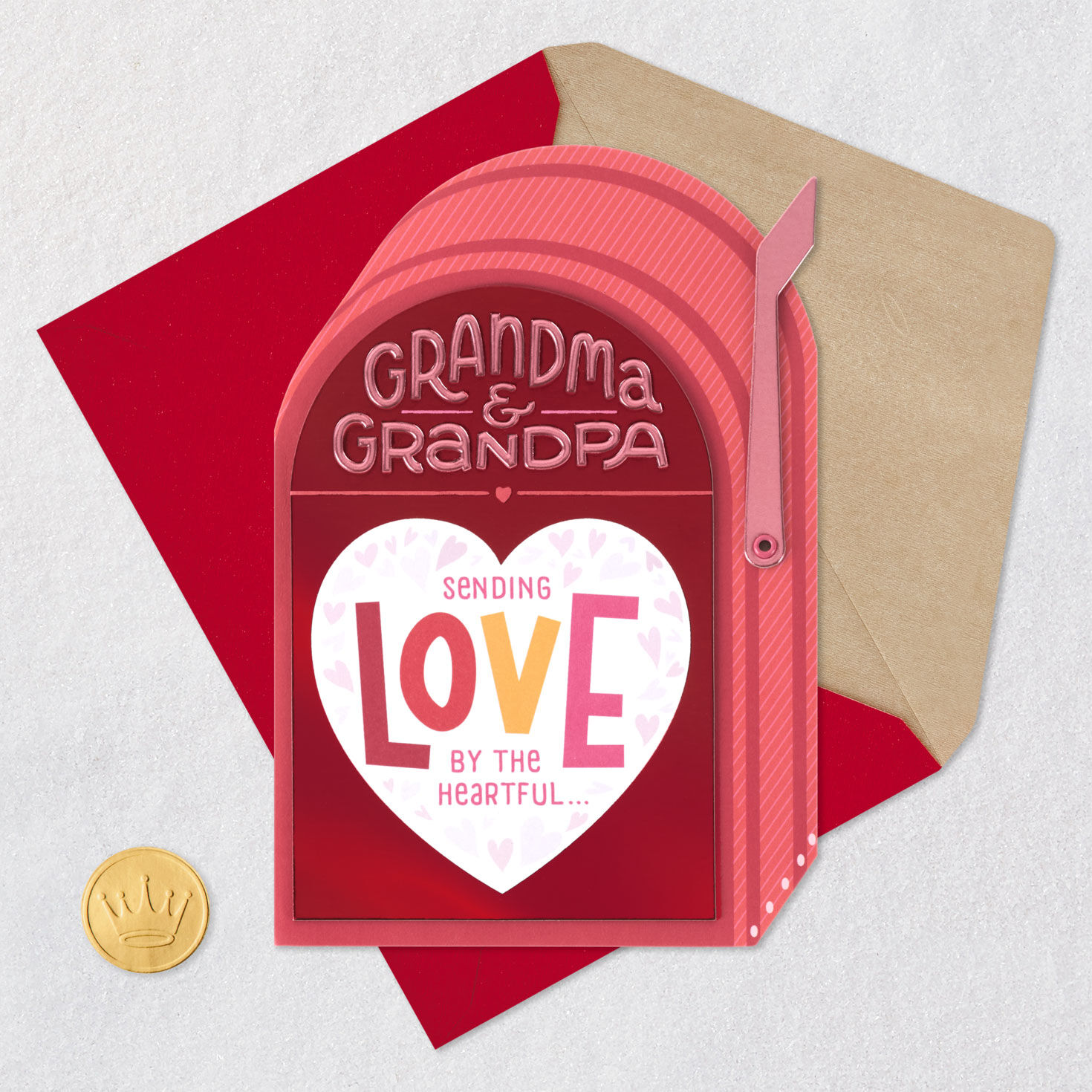 Heart on Mailbox Grandparents Valentine's Day Card Card Front with Envelope and Gold Seal image number 6