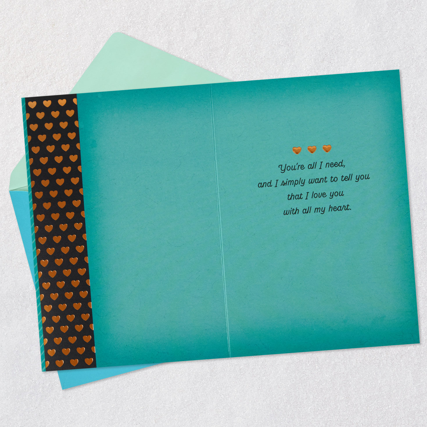 Copper Heart on Blue Romantic Love Card  image number 3