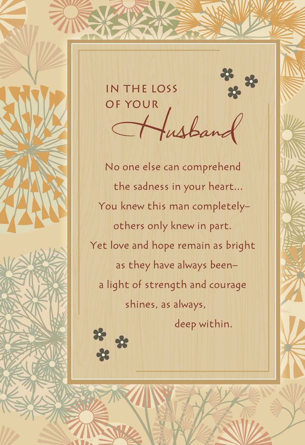 Flowers for Your Husband Sympathy Card