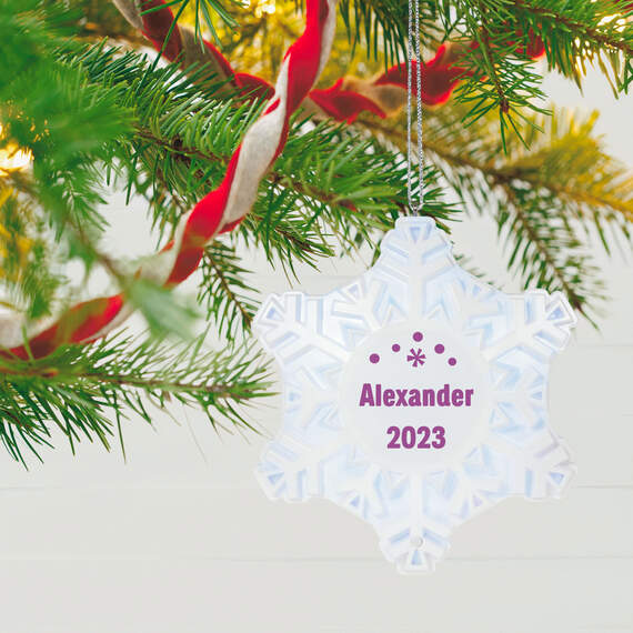 Magic Sparkling Snowflake Block Text Personalized Ornament With Light, , large image number 2