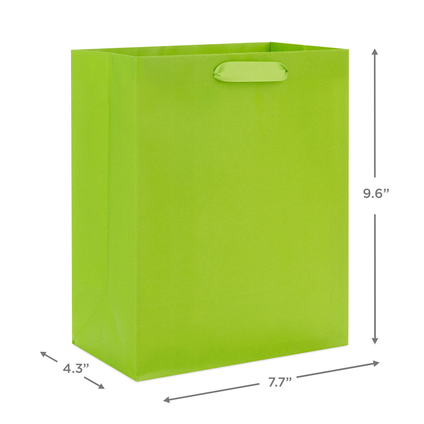 9.6" Solid Lime Green Medium Gift Bag, Lime Green, large image number 3