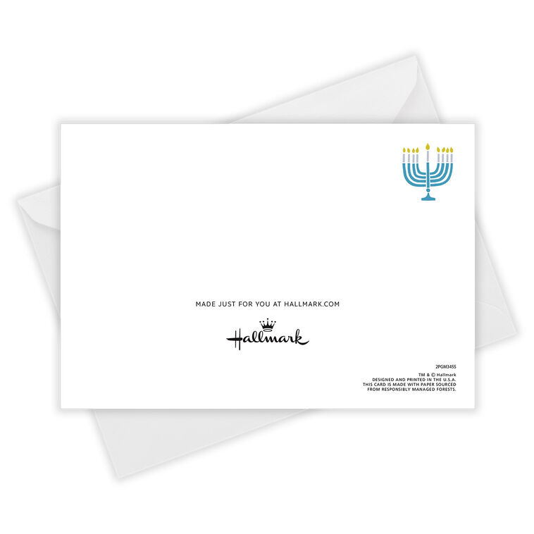 Blue and White Block Lettering Custom Hanukkah Card, , large image number 4