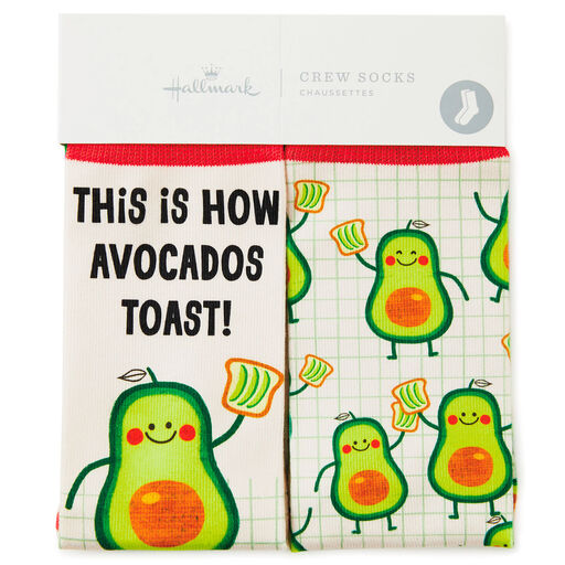 Avocado Toast Toe of a Kind Novelty Crew Socks, 