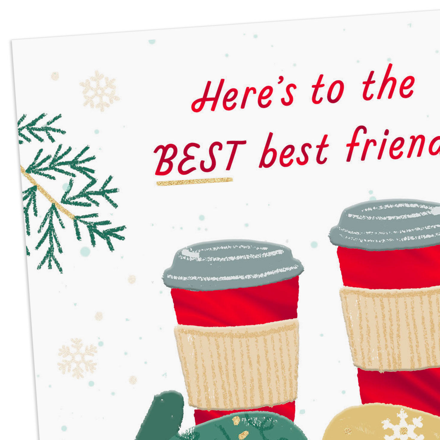 Mittens Holding Cocoa Christmas Card for Friend Card Front Detail image number 4