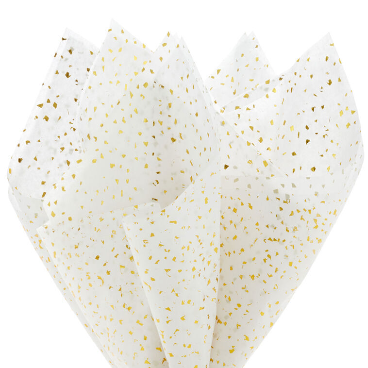 Gold Foil Flecks on White Tissue Paper, 4 sheets, , large image number 2