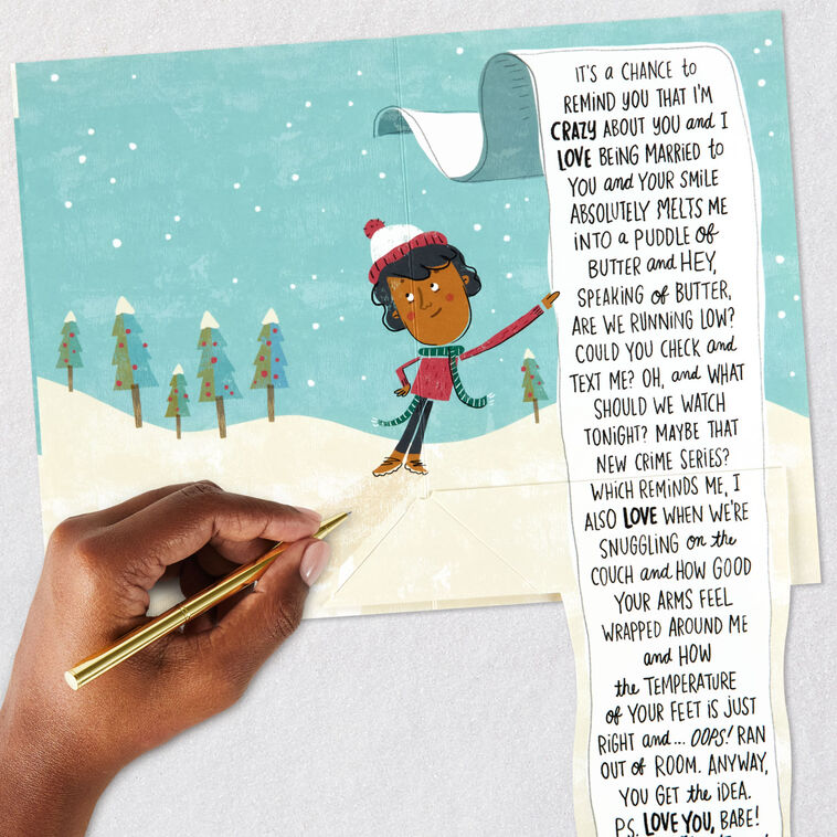 Pop-Up Love Reminder List Funny Christmas Card for Husband Signing card image number 8