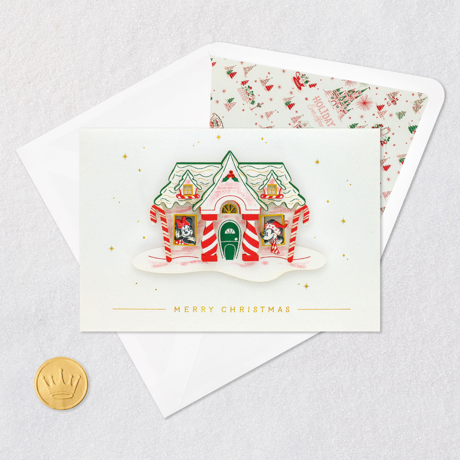 Disney Holiday Ever After Movie Home Christmas Card Card Front with Envelope and Gold Seal image number 5