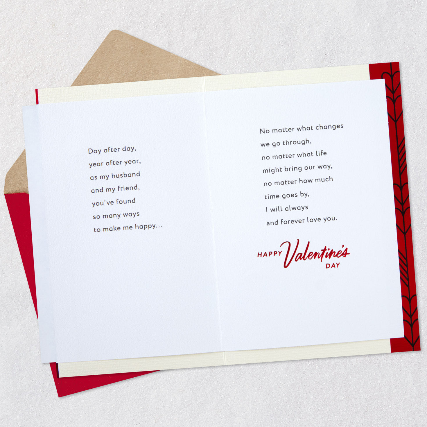Couple Holding Hands Valentine's Day Card for Husband Open card with envelope image number 4