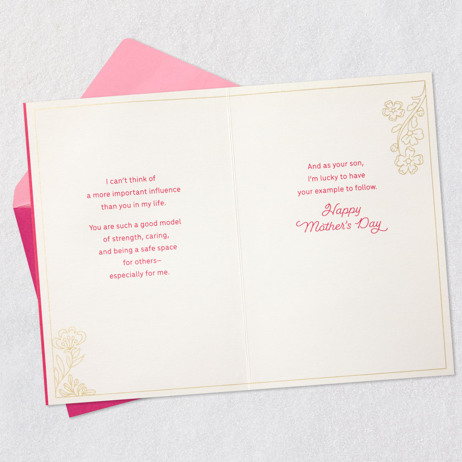 Bird and Flowers Mom Mother's Day Card From Son Open card with envelope image number 4