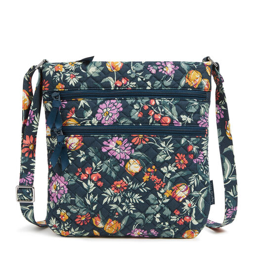 Vera Bradley Iconic Triple Zip Hipster in Fresh-Cut Floral Green, 