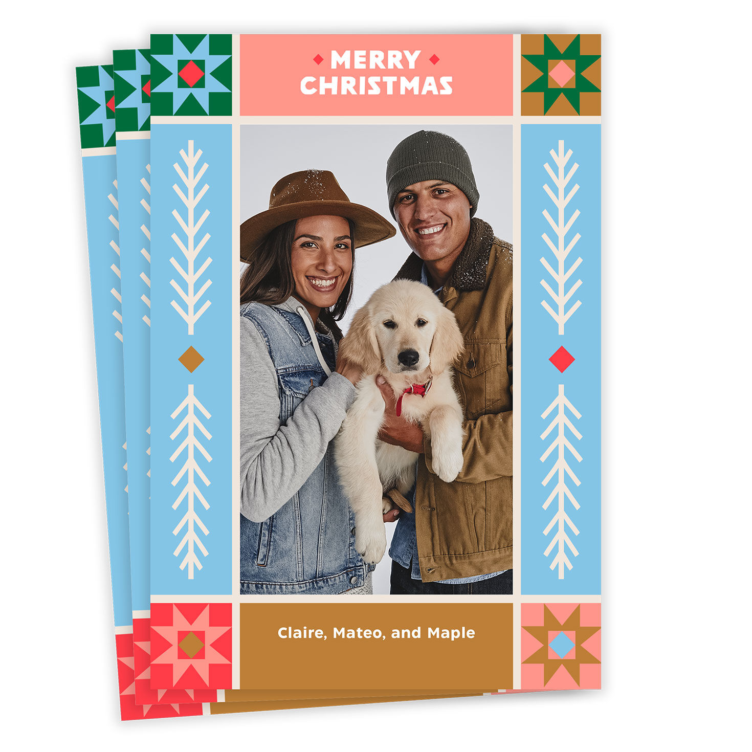 Nordic Border Flat Christmas Photo Card