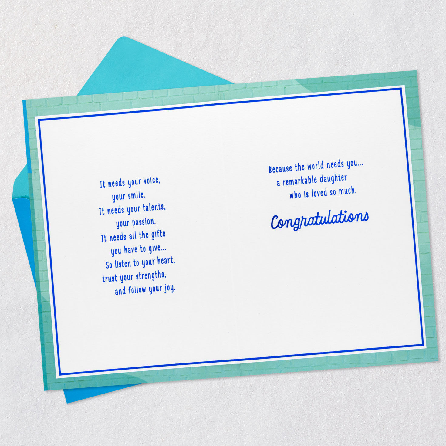 Blue Brick Wall with Stars and Diploma Graduation Card Open card with envelope image number 4