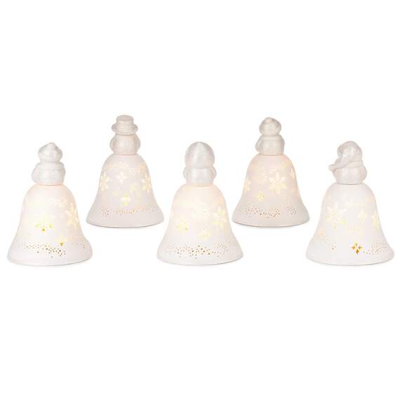 Snowmen Bell Choir Musical Decorations With Light, Set of 5, , large image number 6