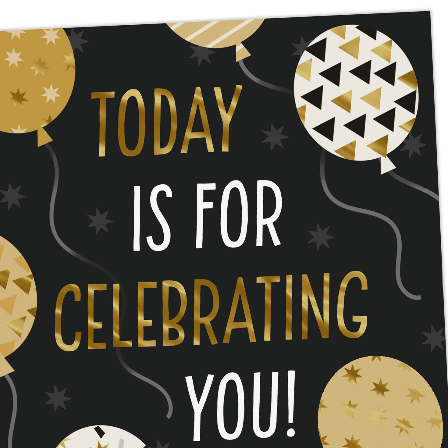 Black and Gold Balloons Happy Birthday Card Card Front Detail image number 4